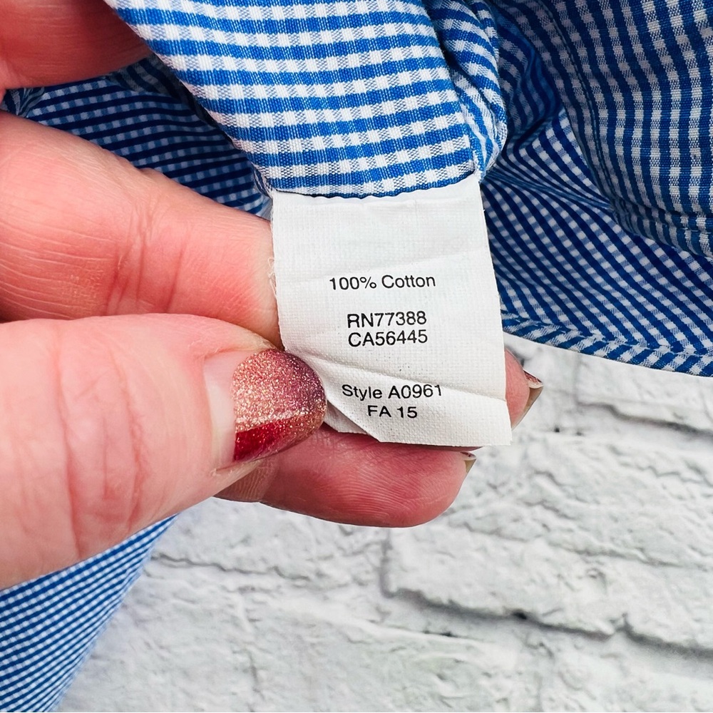 J. Crew Factory Thompsons Shirtings Men's M 15-15.5 Blue White Micro Check - Picture 6 of 9